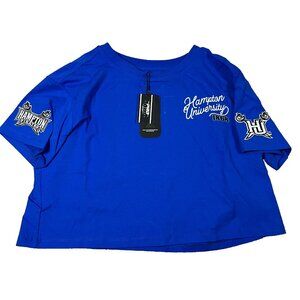 Pro Standard Womens Medium Blue Hampton University 1868 Cropped T-Shirt NWT